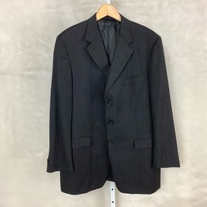 Burberry London Gray & Brown Pinstripe Suit Jacket  44 Long